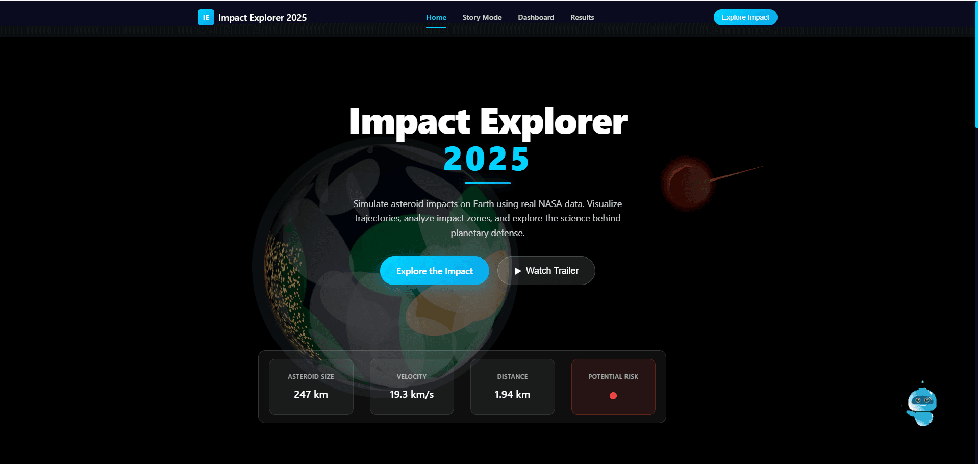 Impact Explorer 2025 – Meteor Madness Frontend preview